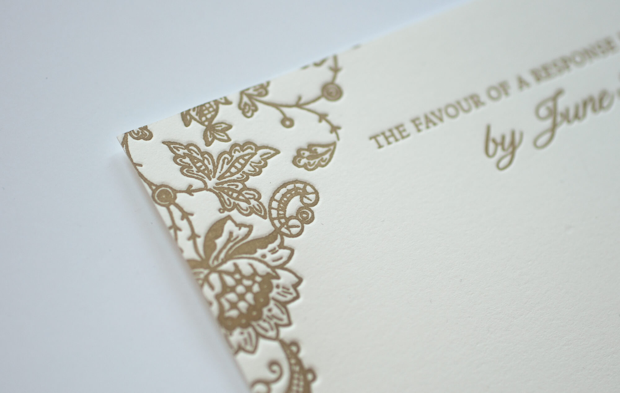 Gold letterpress lace