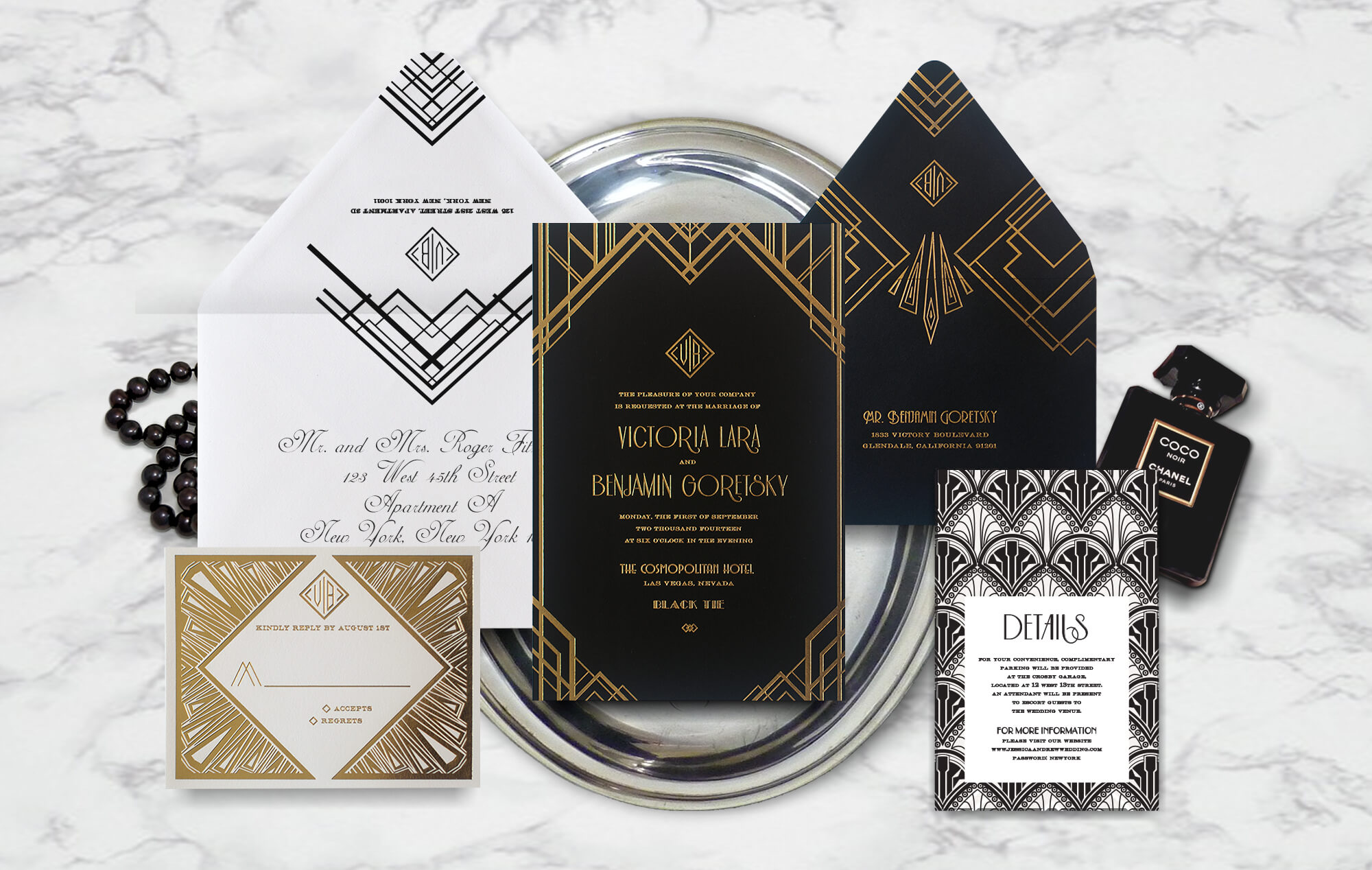 Great Gatsby 1920s wedding invitation