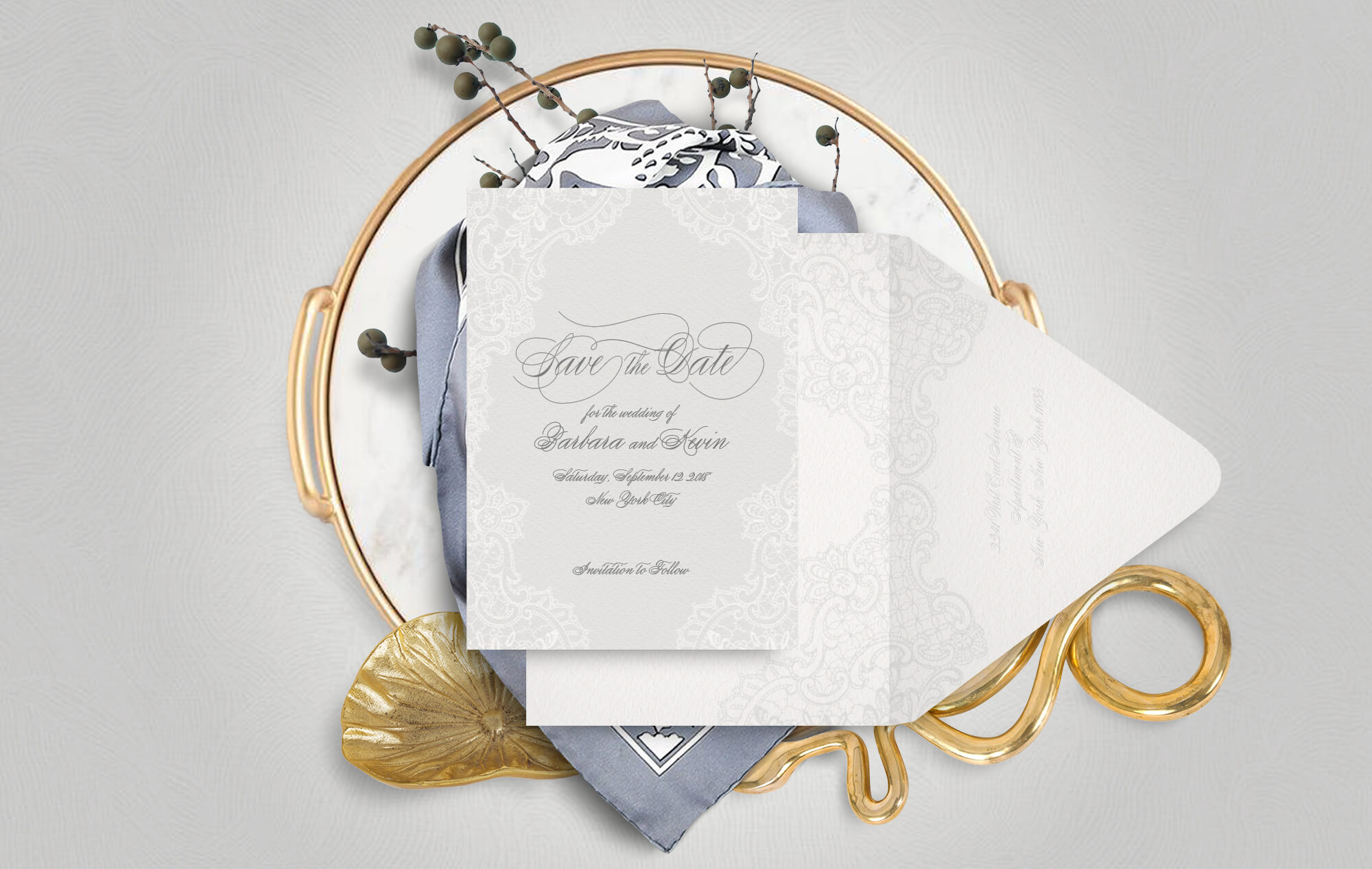 White lace save the date