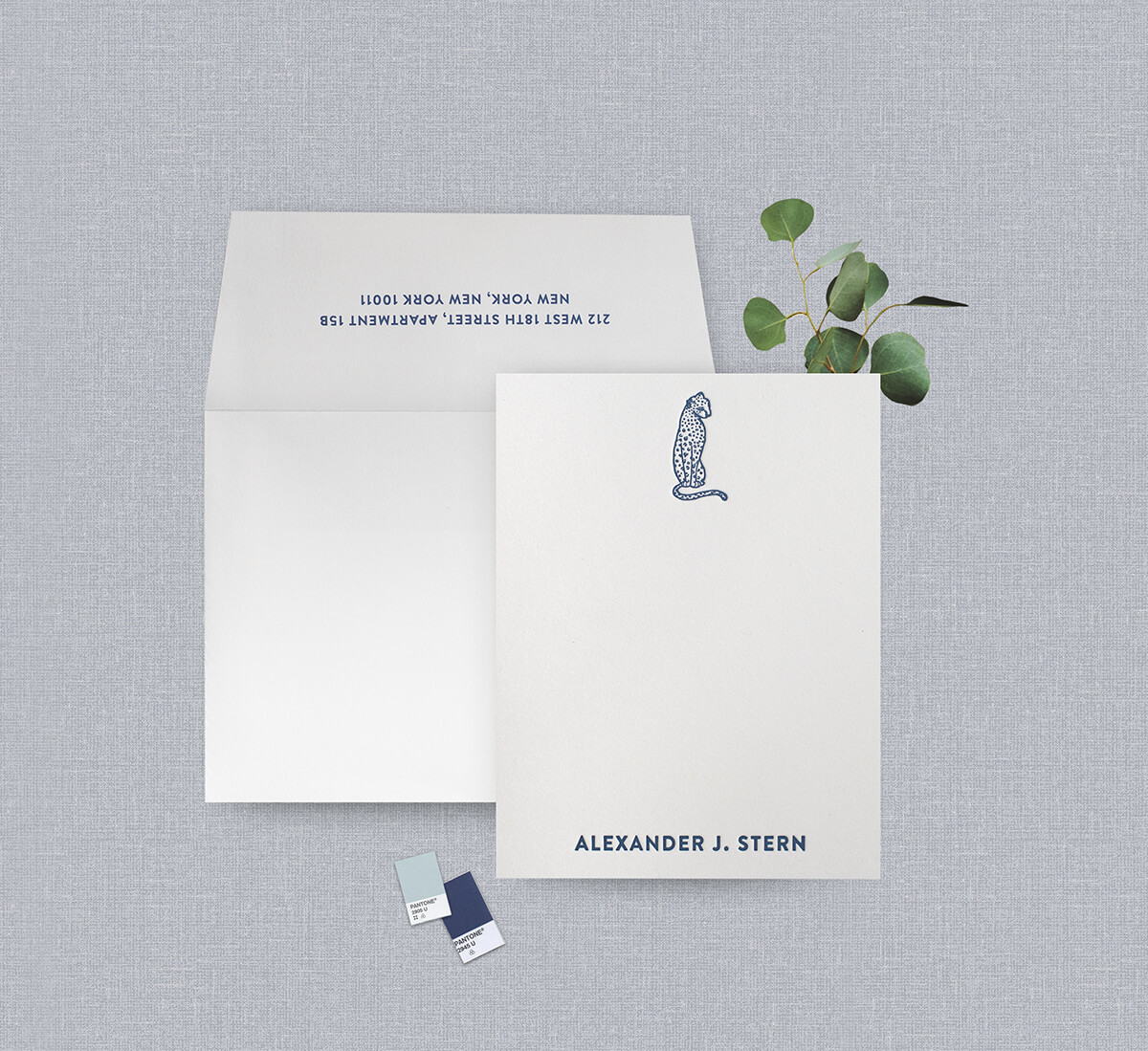 Letterpress panther notecard