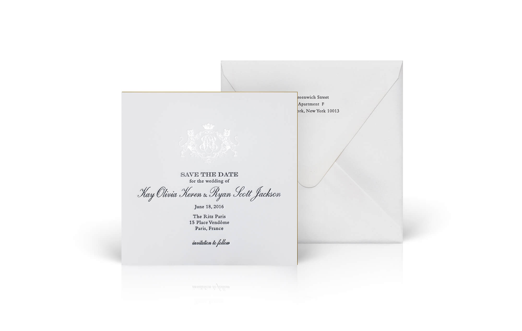 Ivory and pearl chic save the date