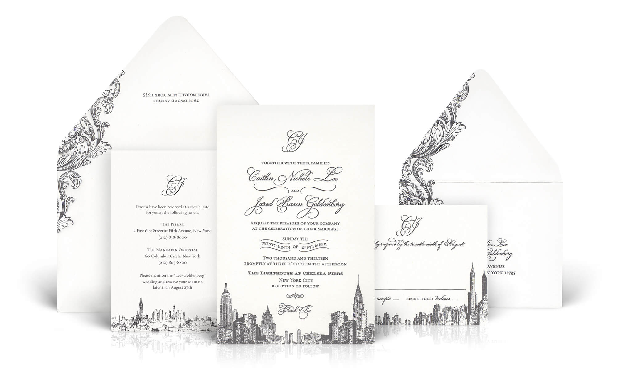 New York city skyline wedding invitation
