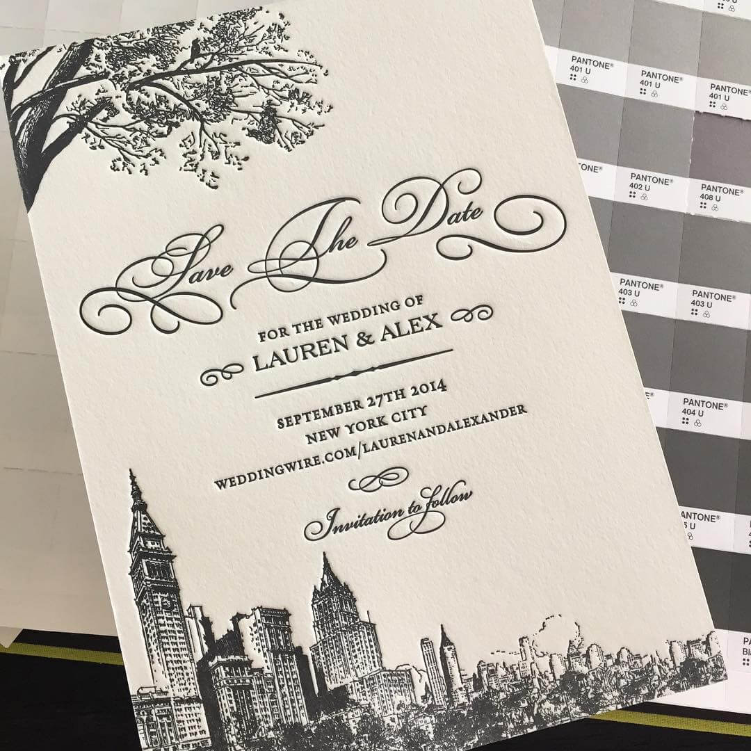 New York City skyline wedding save the date