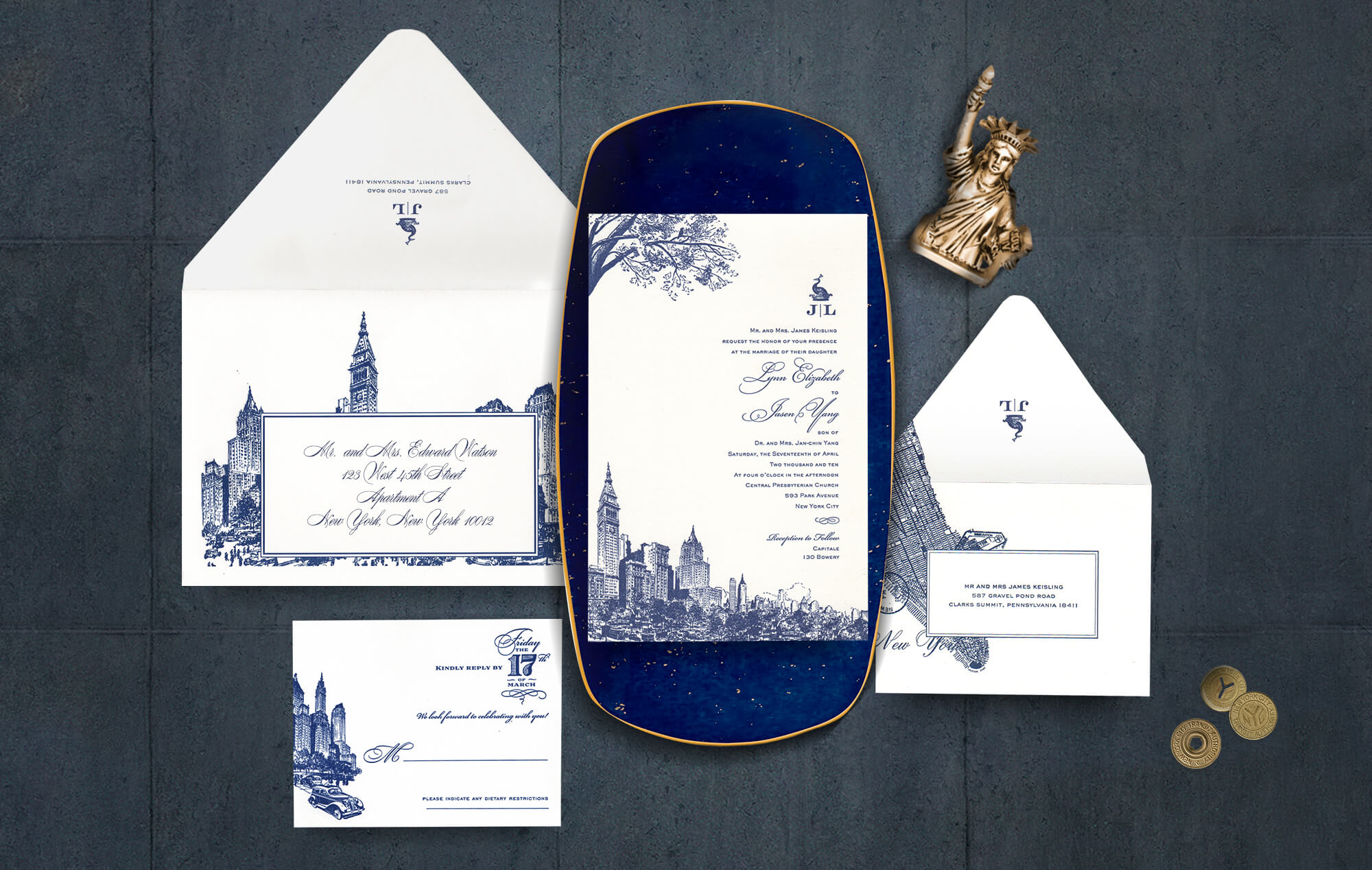 New York City skyline wedding invitation