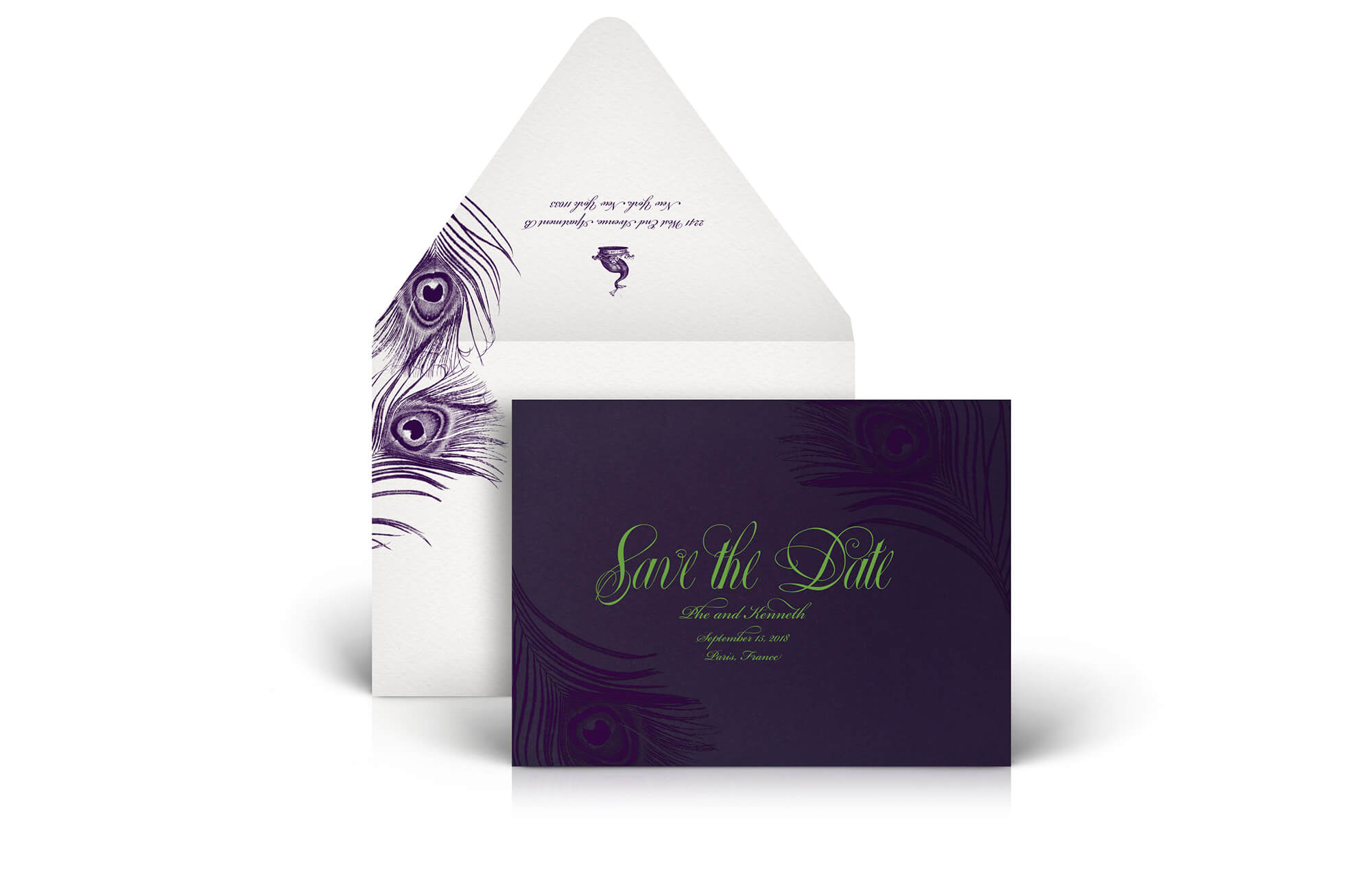 Purple and green save the date