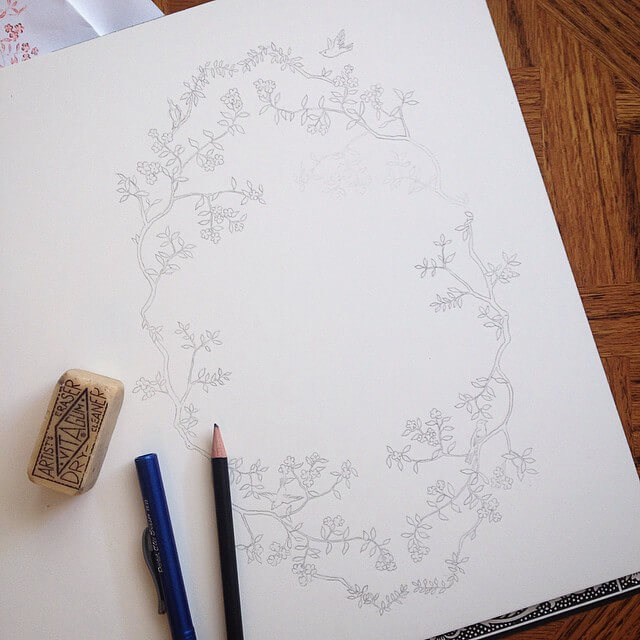 Pencil sketch for de Gournay inspired border