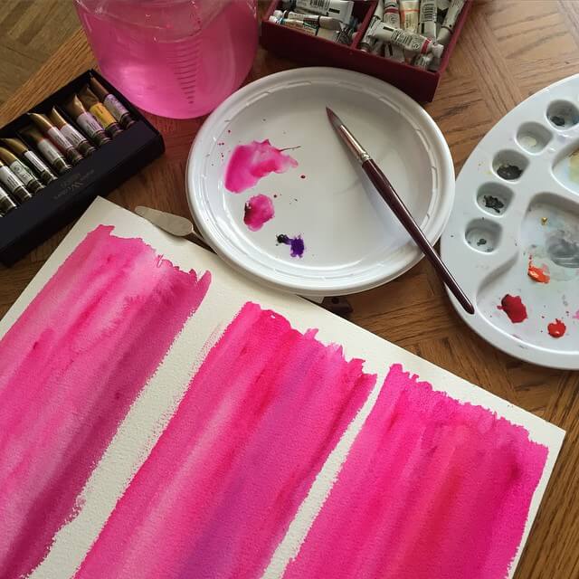 Pink watercolor study