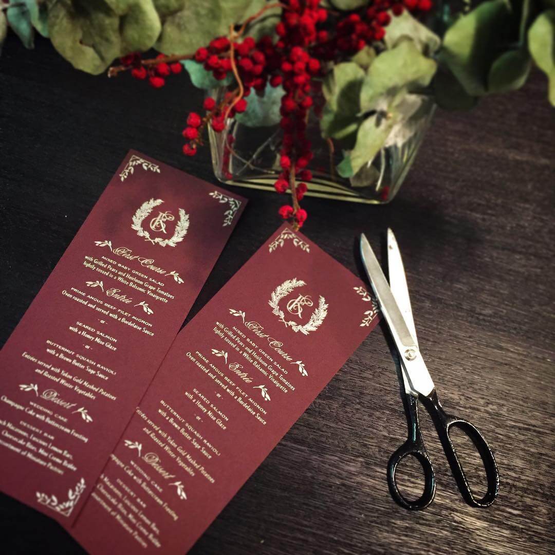 Red and grey farm to table menus