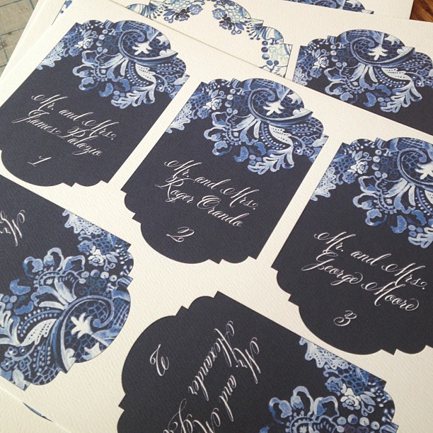 Watercolor escort card tags