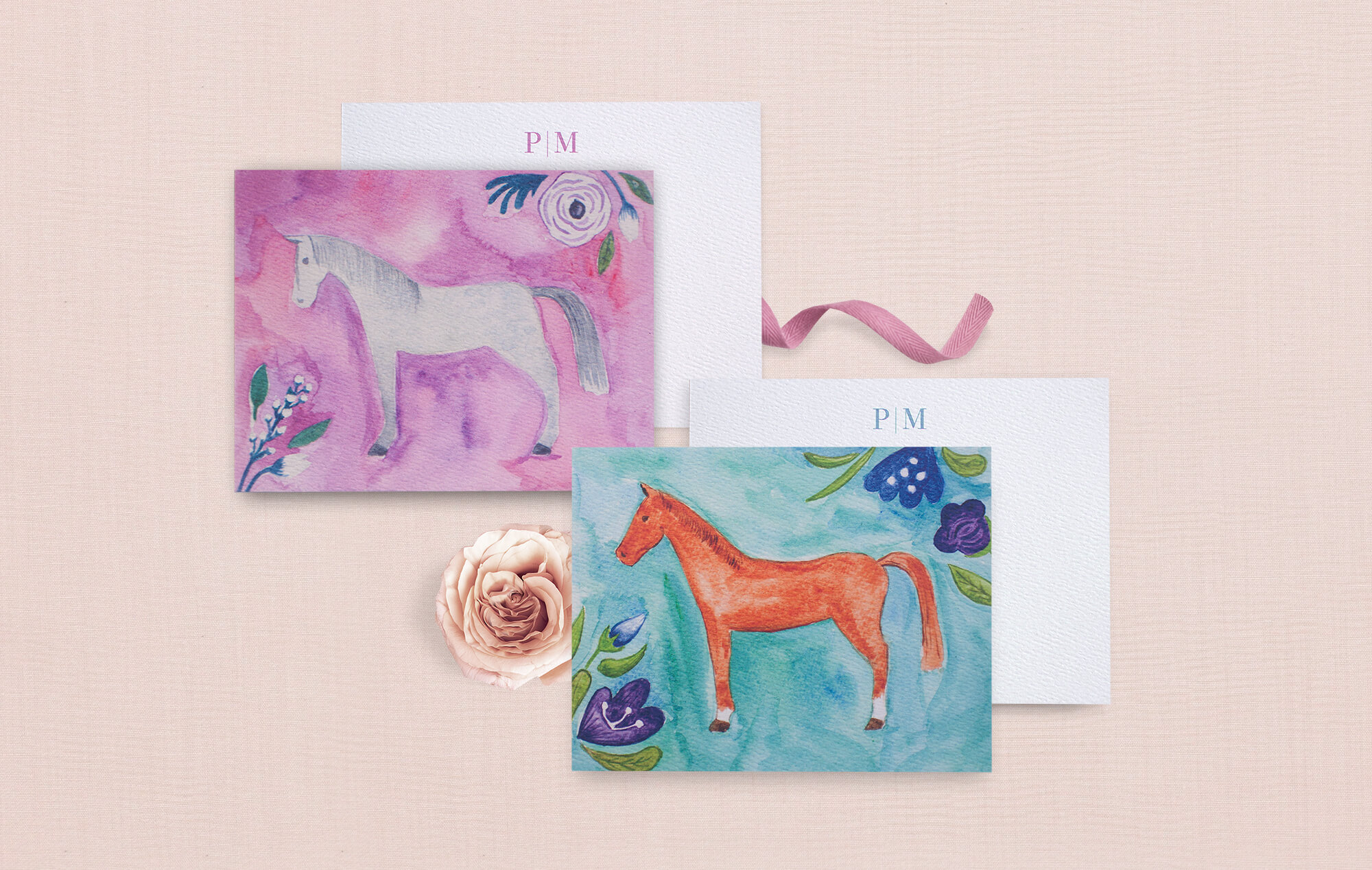 Watercolor equestrian horse notecards