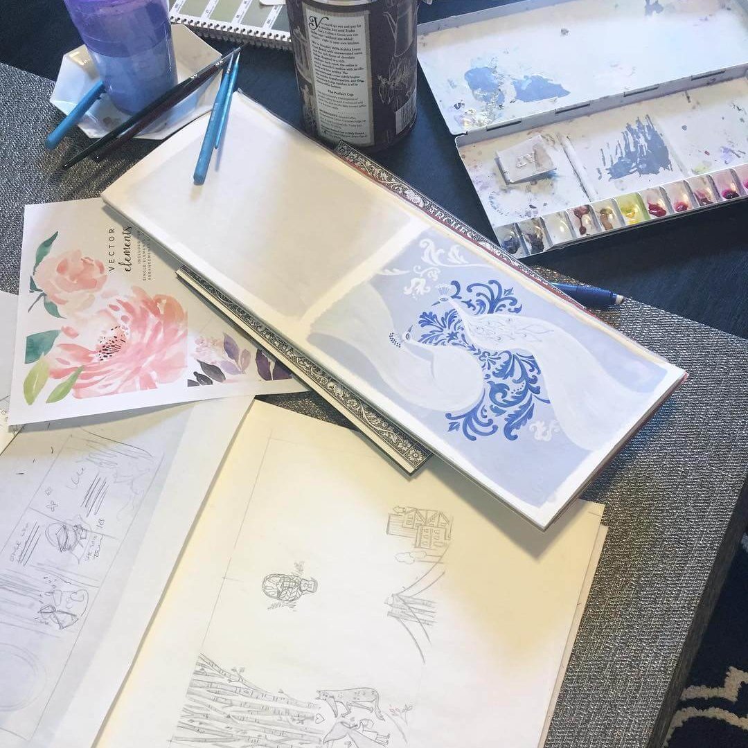 White peacock illustration