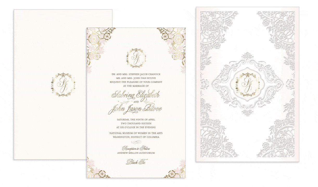 Cherry blossom inspired wedding invitation sketches