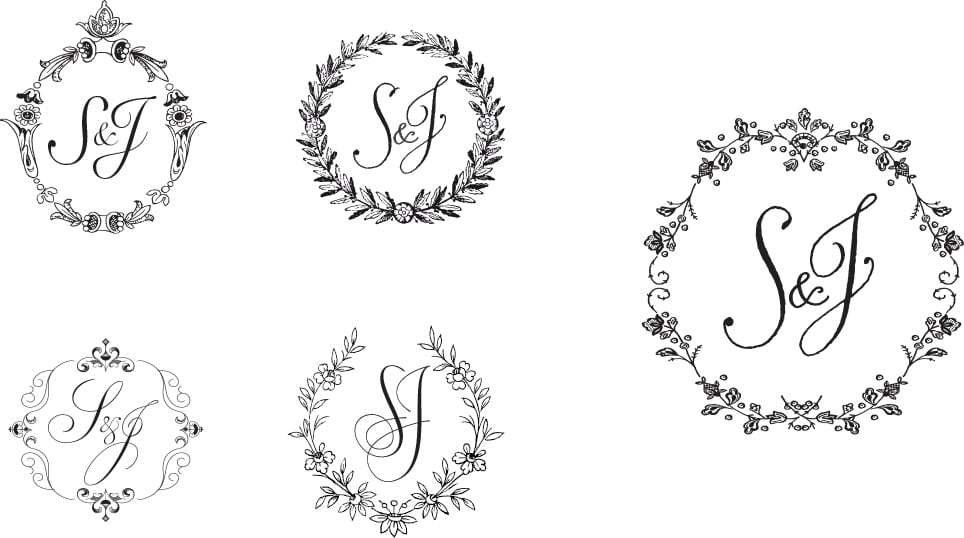 Monogram and wreath borders