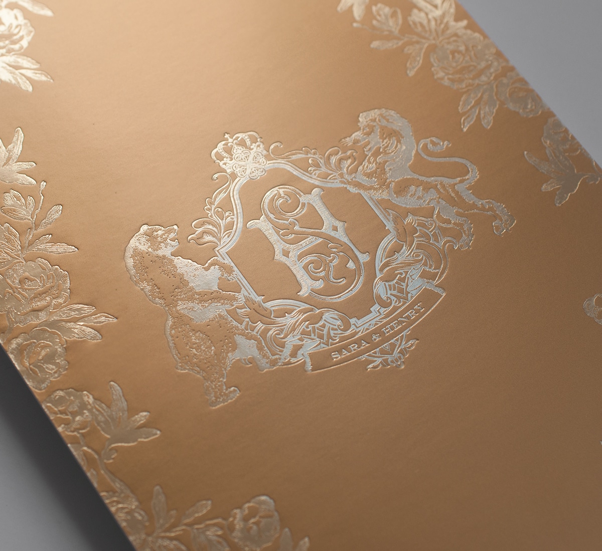 Gold crest on gold paper