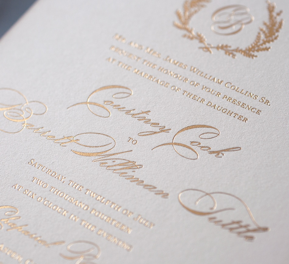 Gold foil lettering