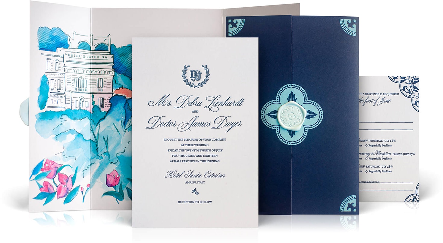 Hotel S Caterina wedding invitation