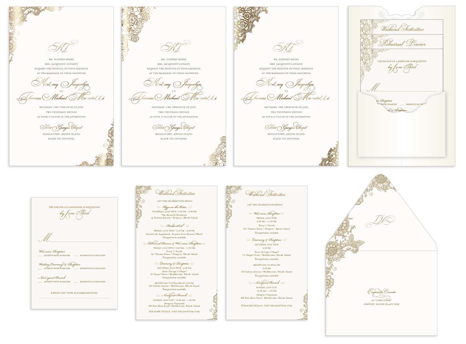 Lace invitation and card alternates