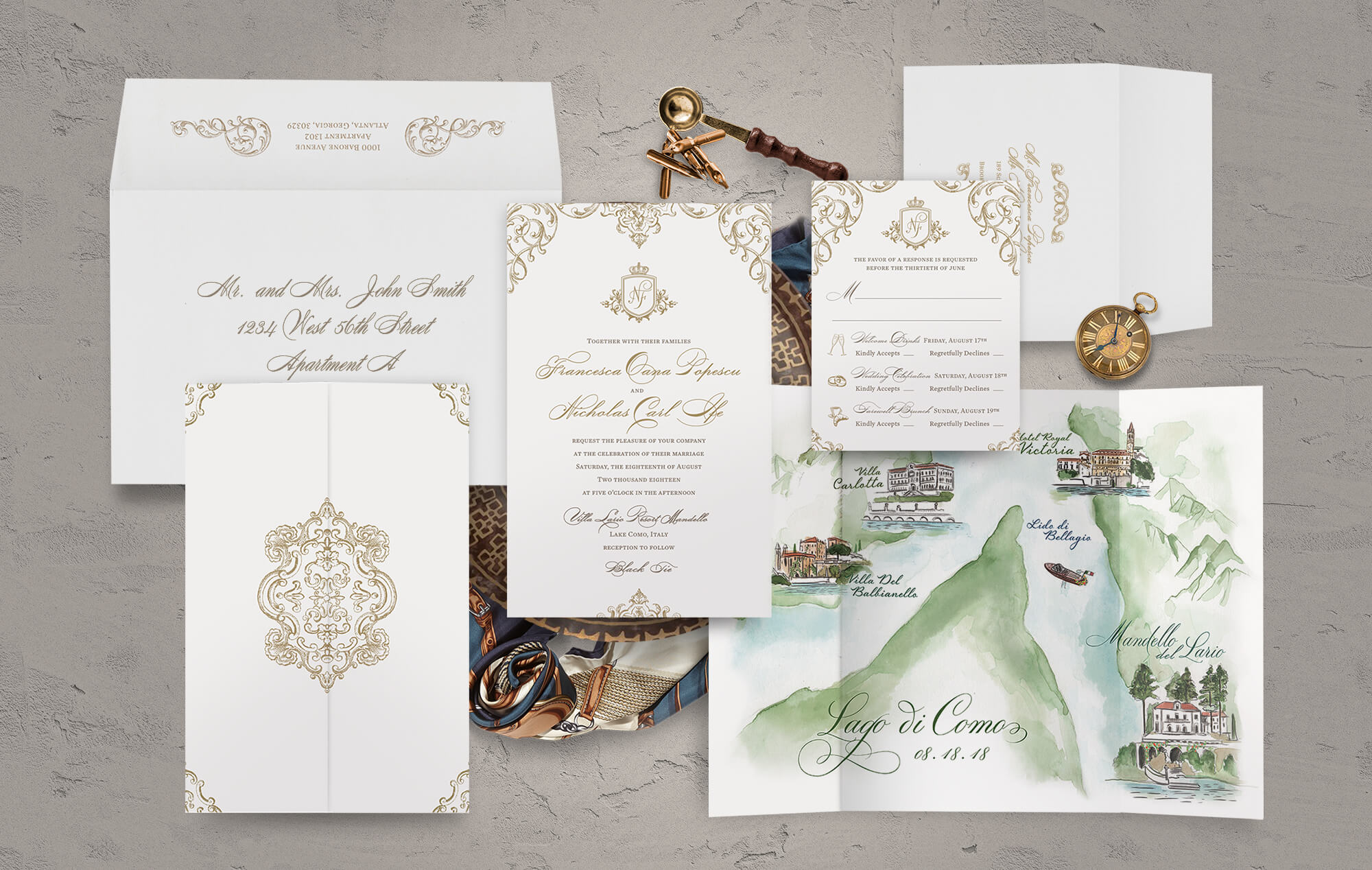 Lake Como wedding invitation