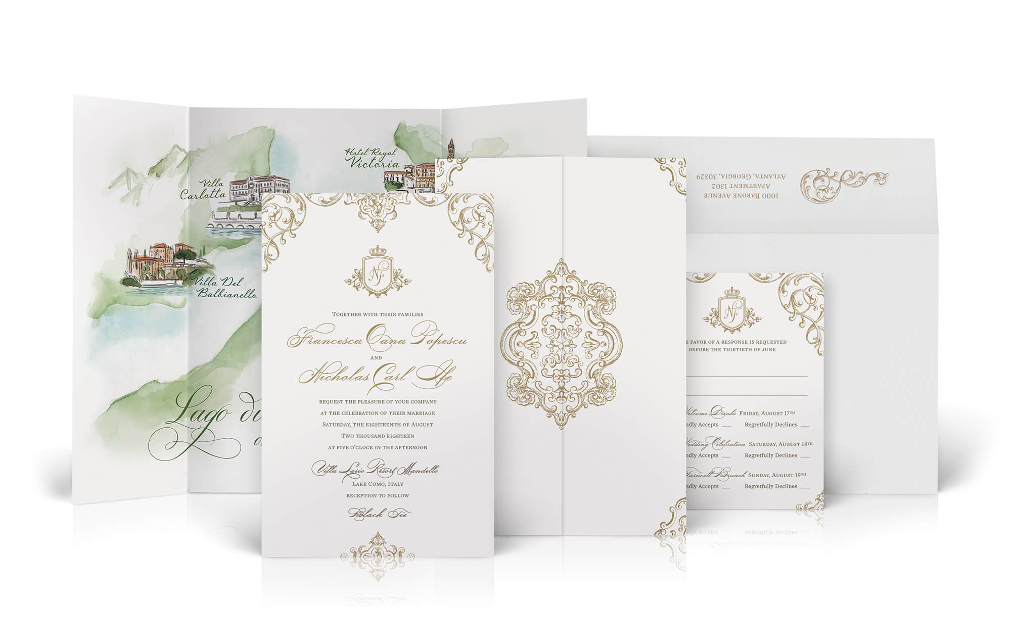 Lake Como wedding invitation