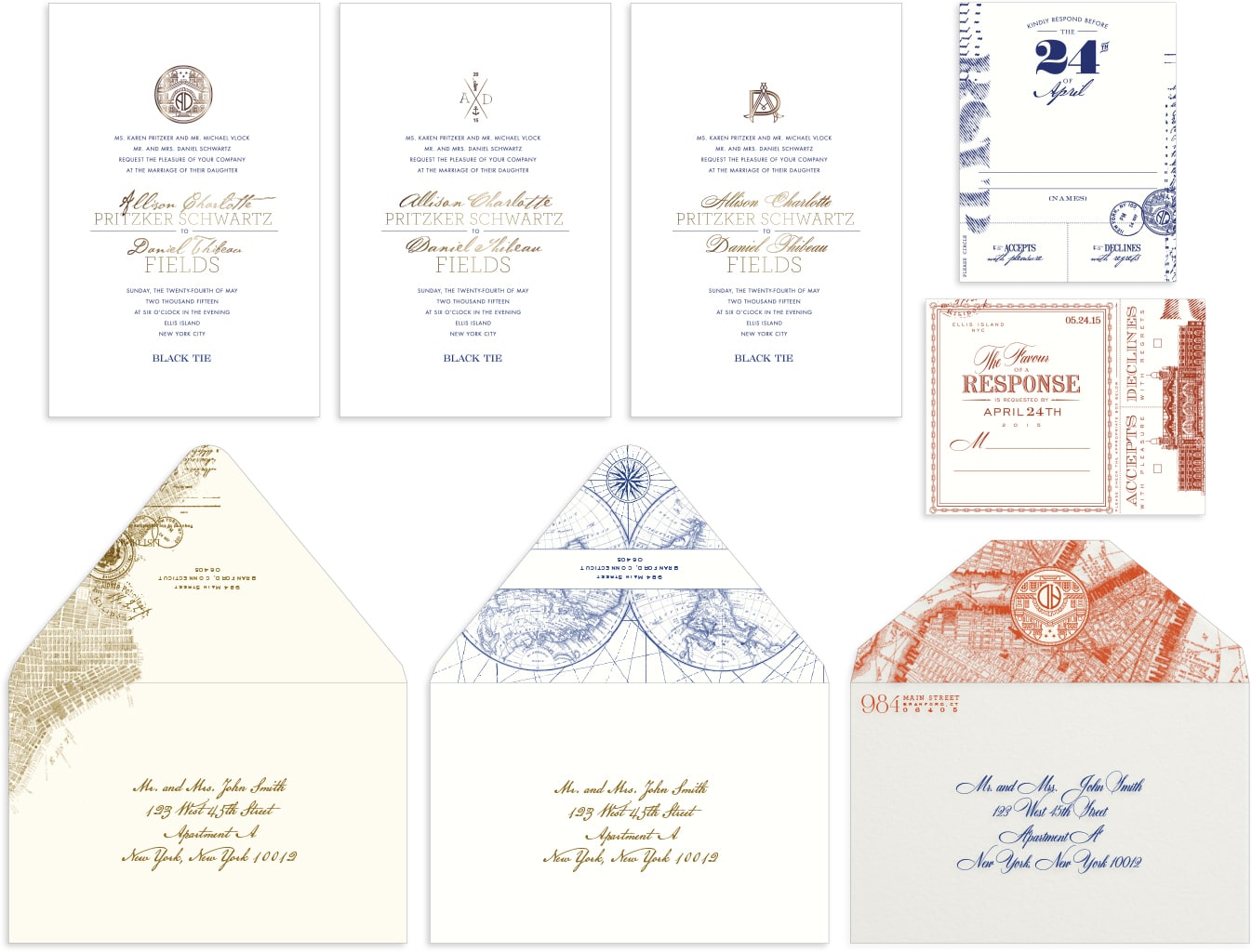 Modern NYC invitation design alternates