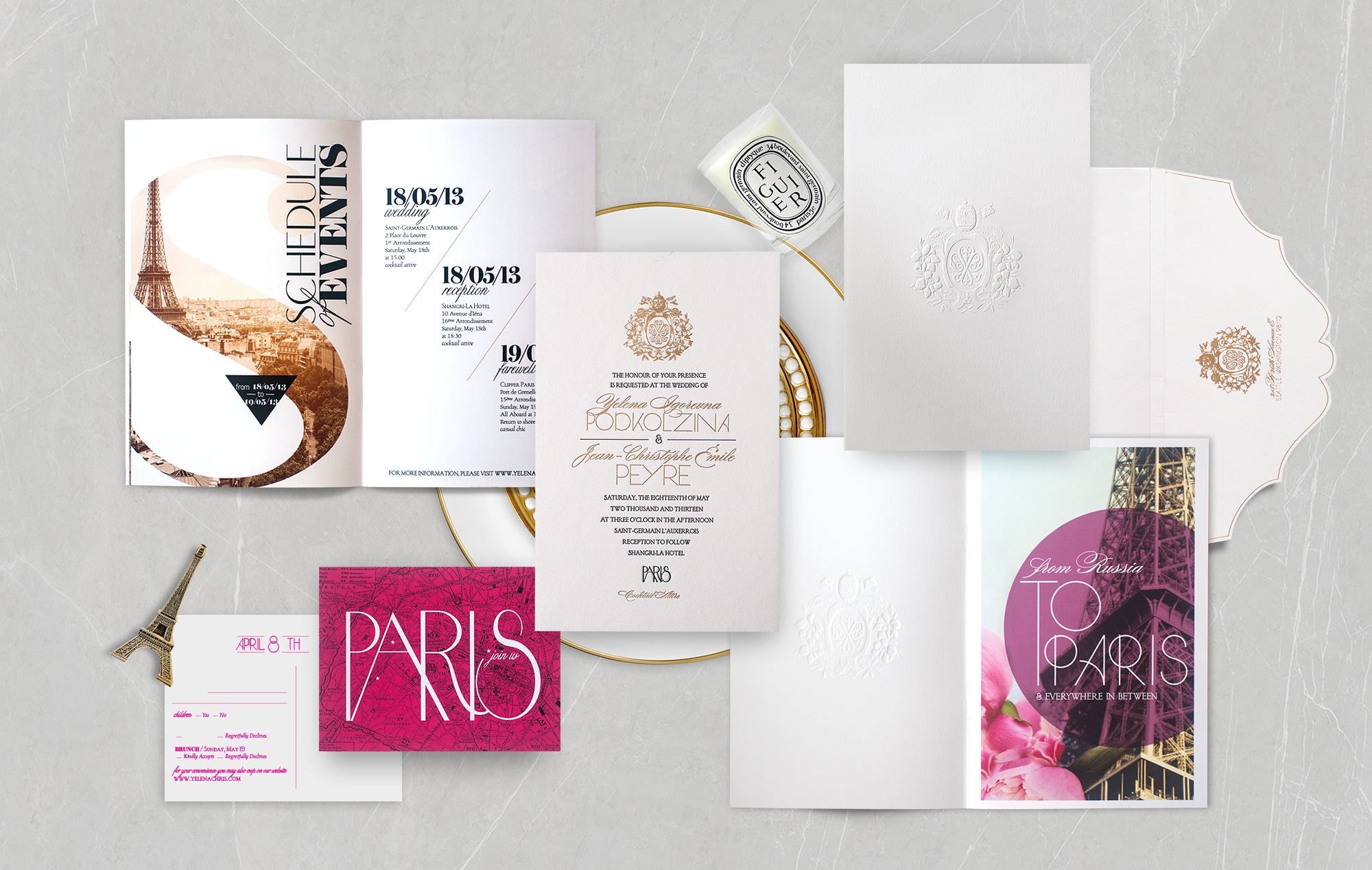 Classic meets modern Paris wedding invitation