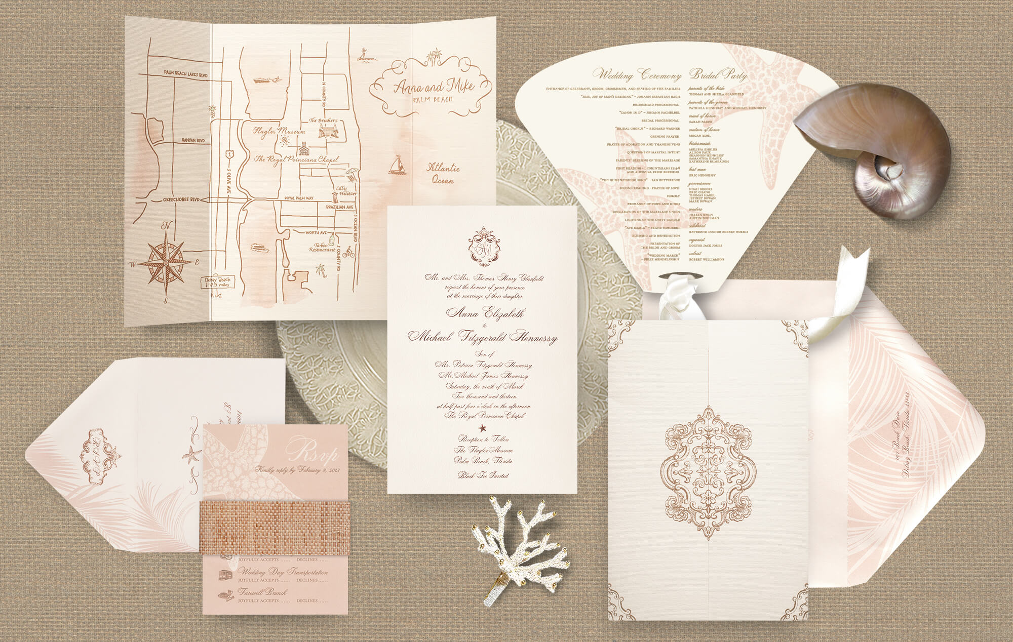 Palm Beach chic wedding invitation