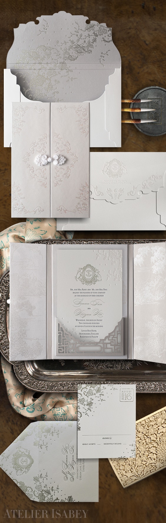 East meets West luxury wedding invitation