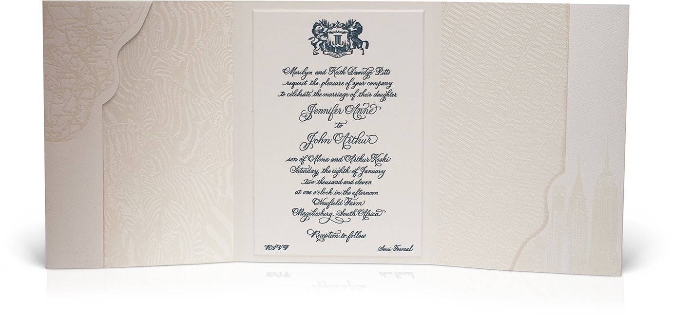 South Africa meets New York wedding invitation