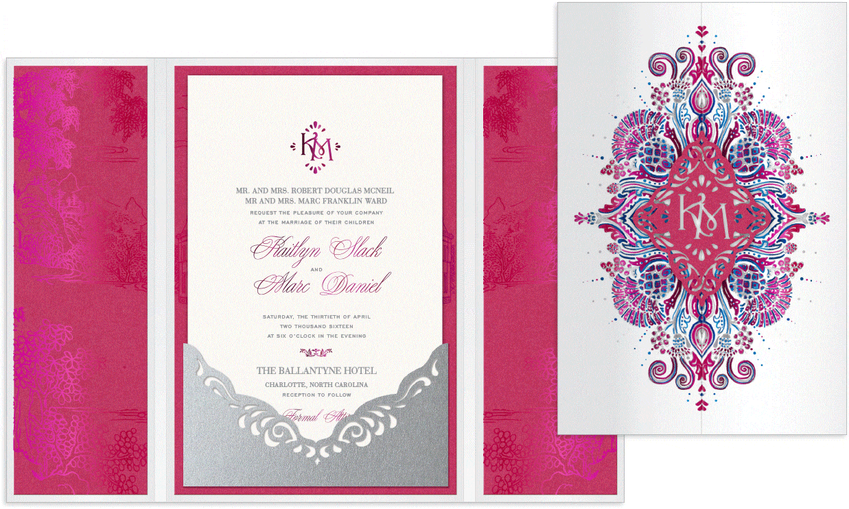 Colorful Lilly Pulitzer wedding invitation sketches