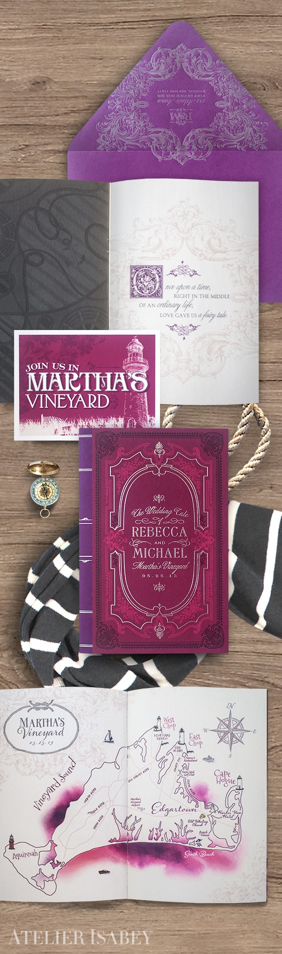 Martha's Vineyard fairytale inspired wedding invitation