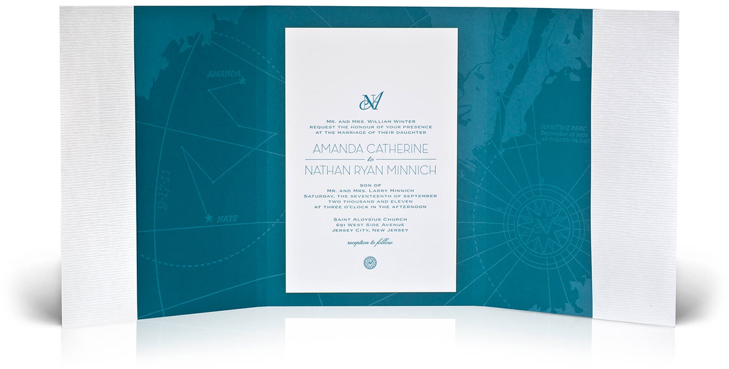 Modern teal wedding invitation