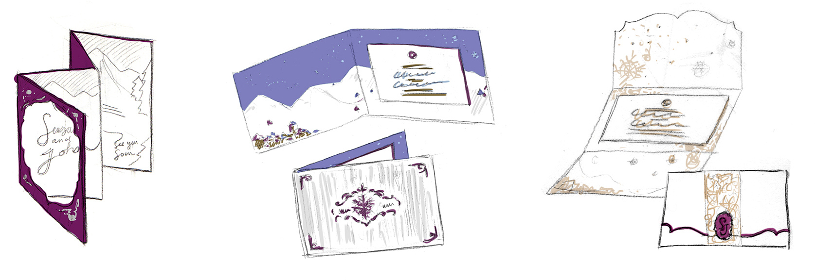 Winter wonderland wedding sketches