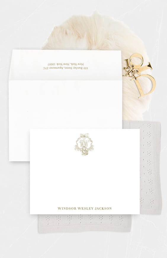 Classic letterpress personal notecard with crest | By Atelier Isabey