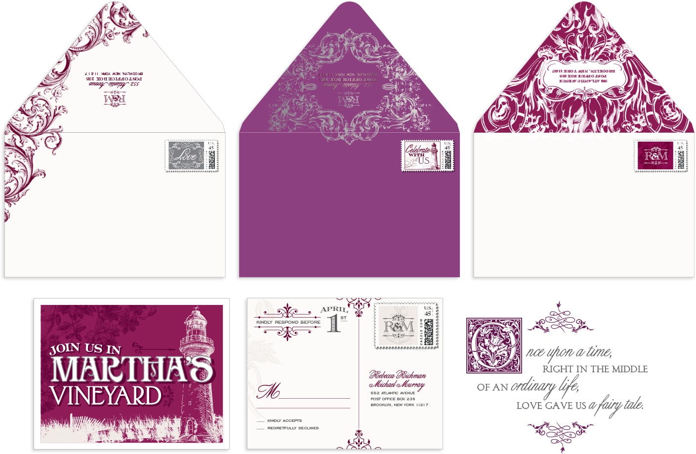 Martha's Vineyard postcard and envelopes