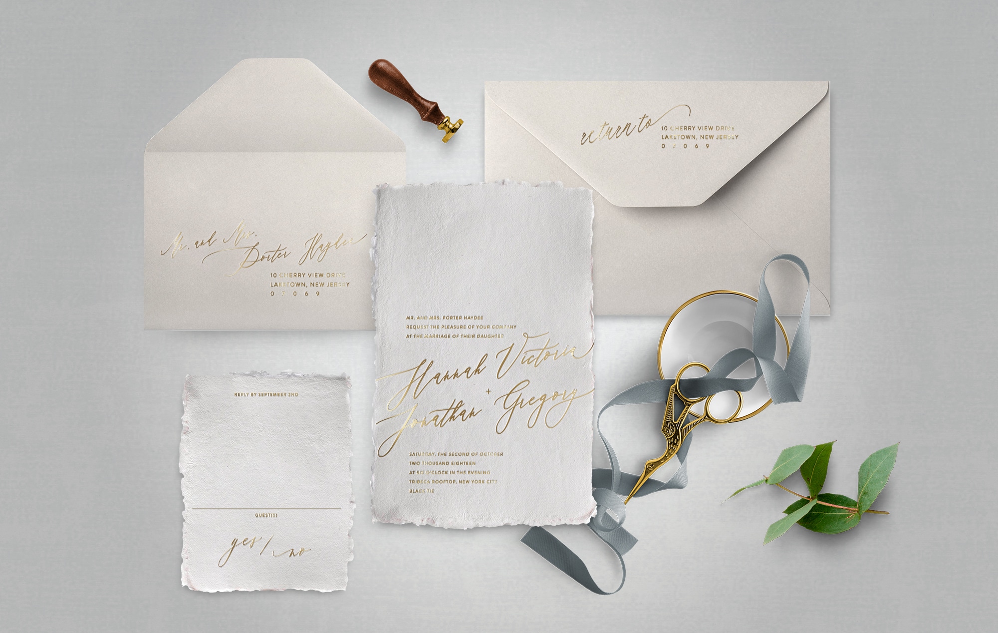 Modern vintage wedding invitation