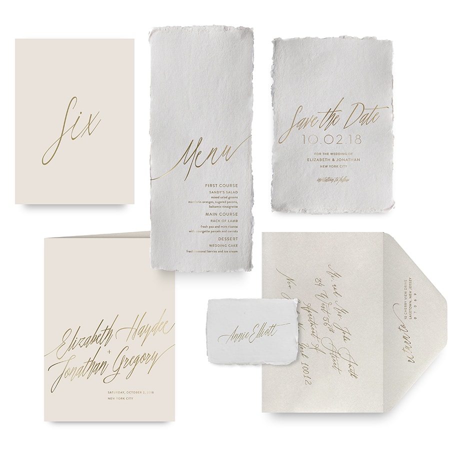 Vintage modern wedding day stationery