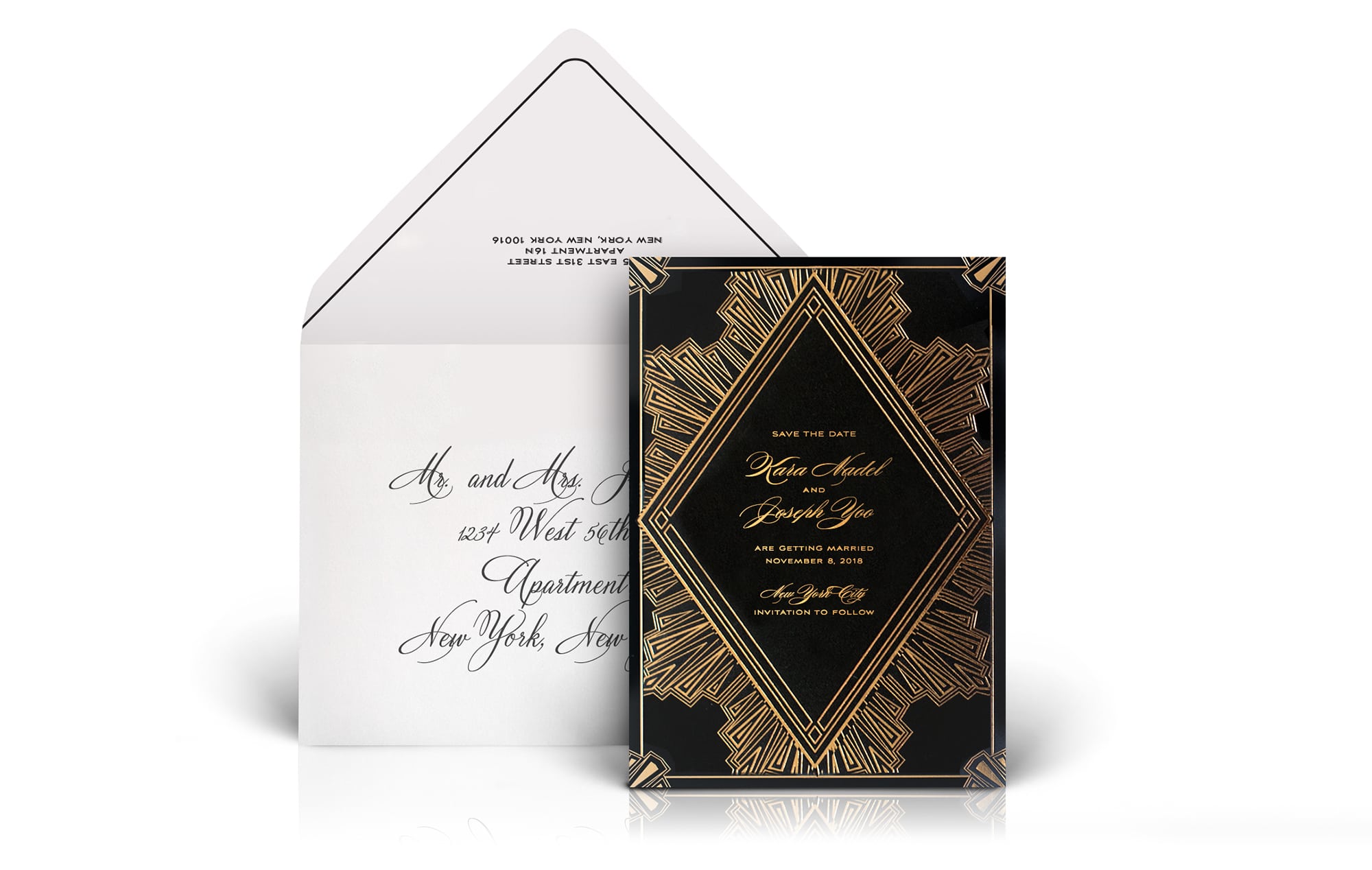 Black and gold Great Gatsby save the date