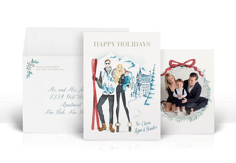 Fashion illustration inspired holiday cards