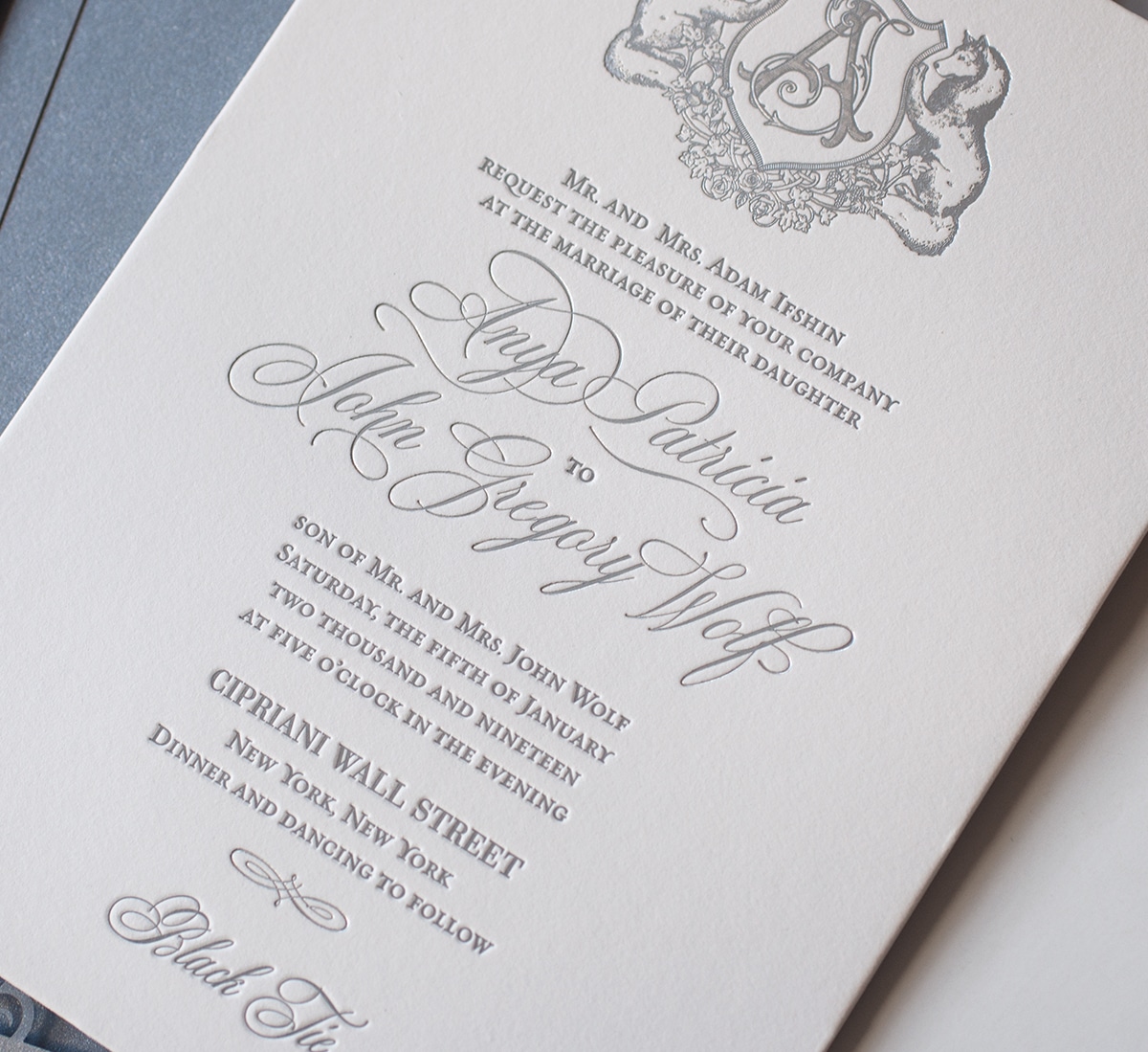 Letterpress and silver foil