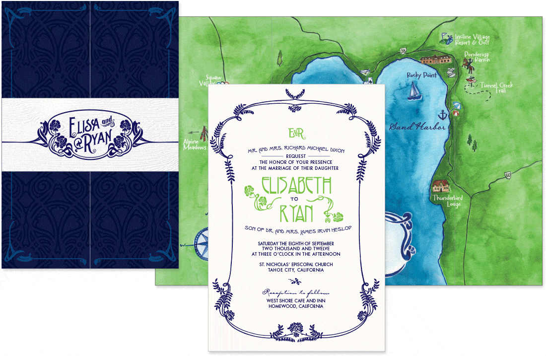 Invitation with Lake Tahoe map