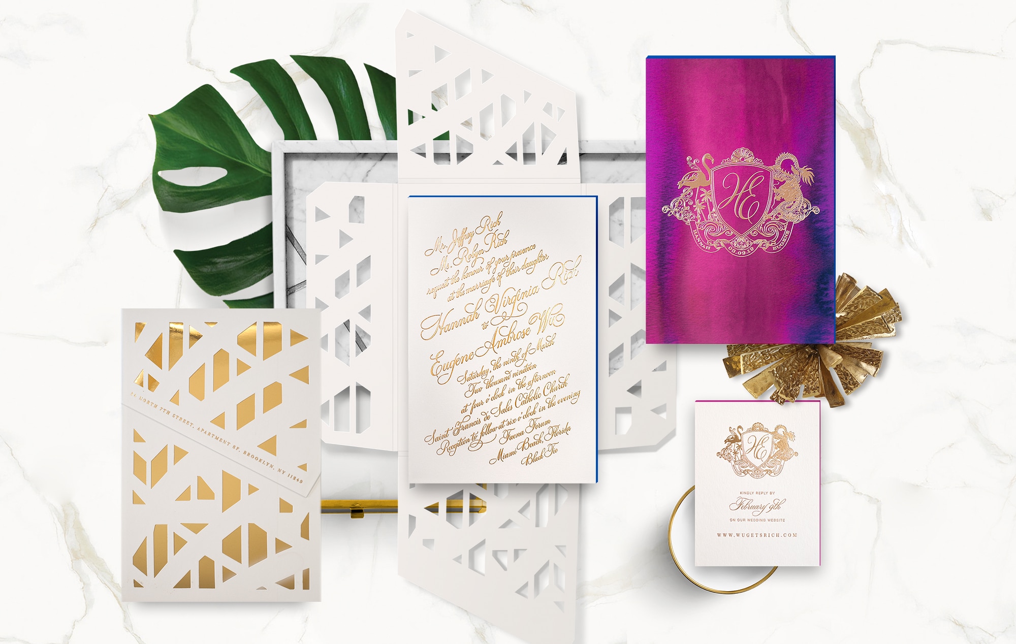 Faena Forum wedding invitation