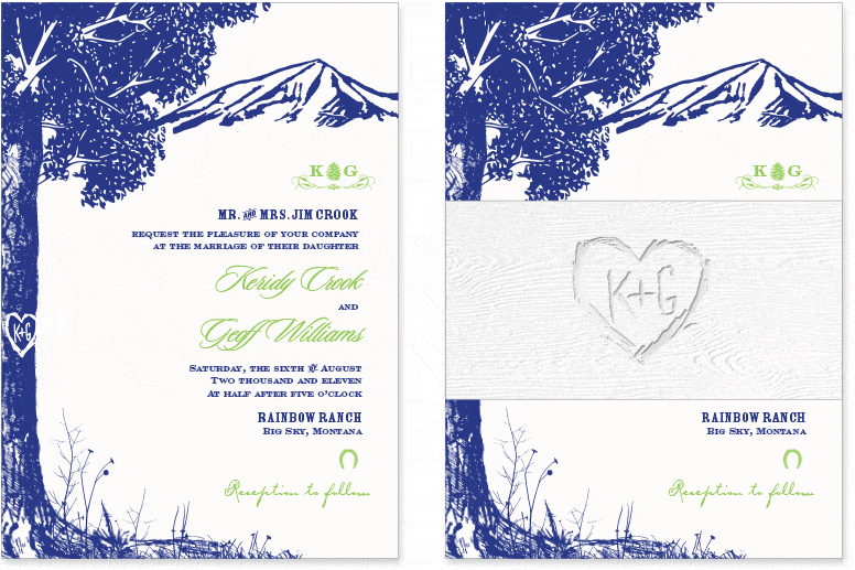 Rustic Montana wedding invitation sketches