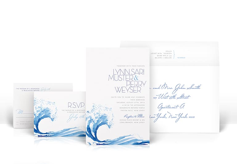 Ocean wave wedding invitation