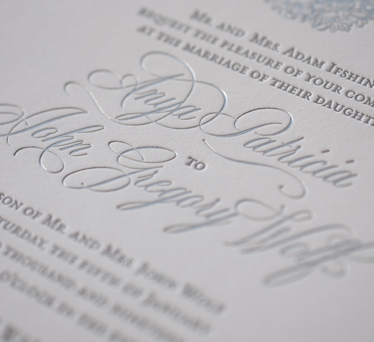 Silver foil lettering