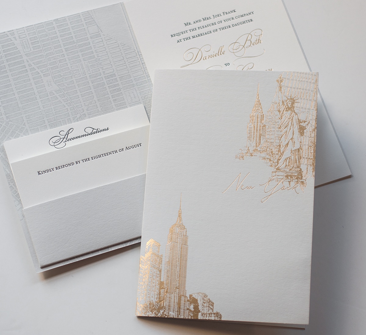 Gold and grey NYC invitation