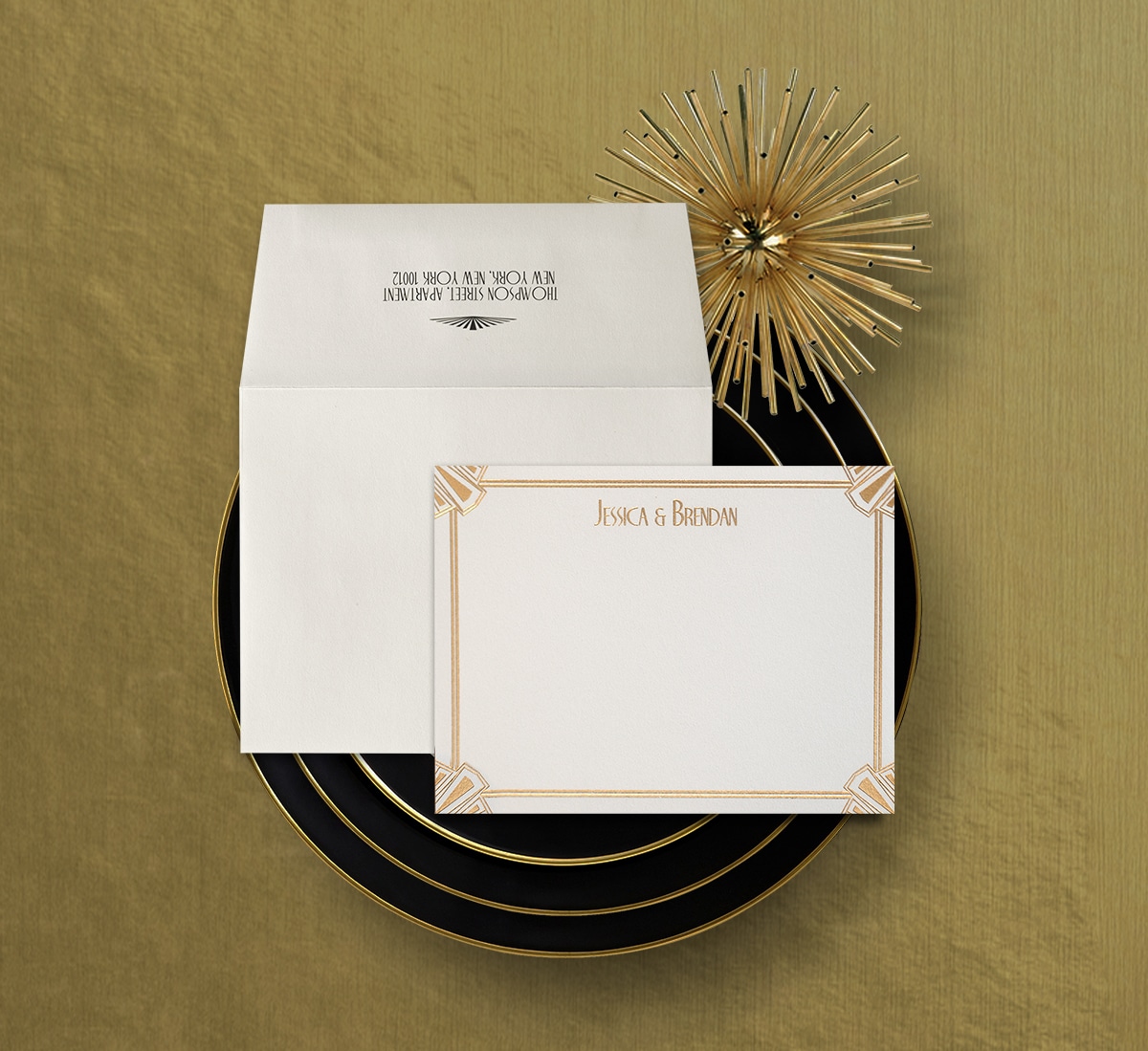 Gold Art Deco notecard