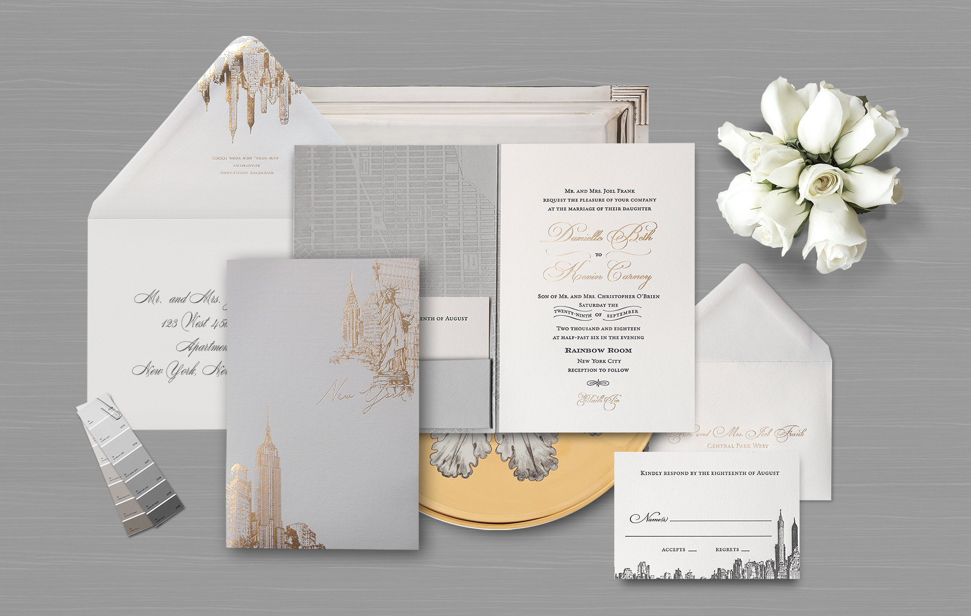Modern New York City inspired wedding invitation