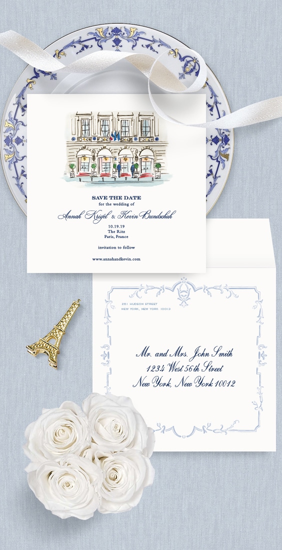 Ritz Paris save the date | By Atelier Isabey