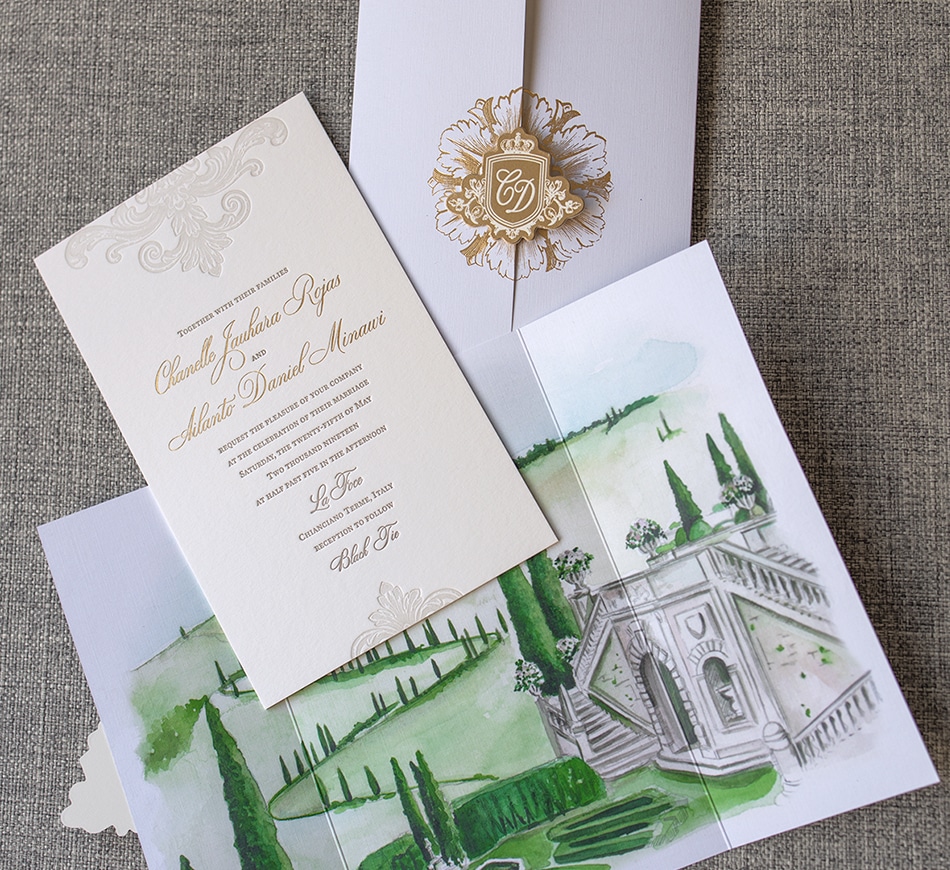 Tuscany wedding invitation detail