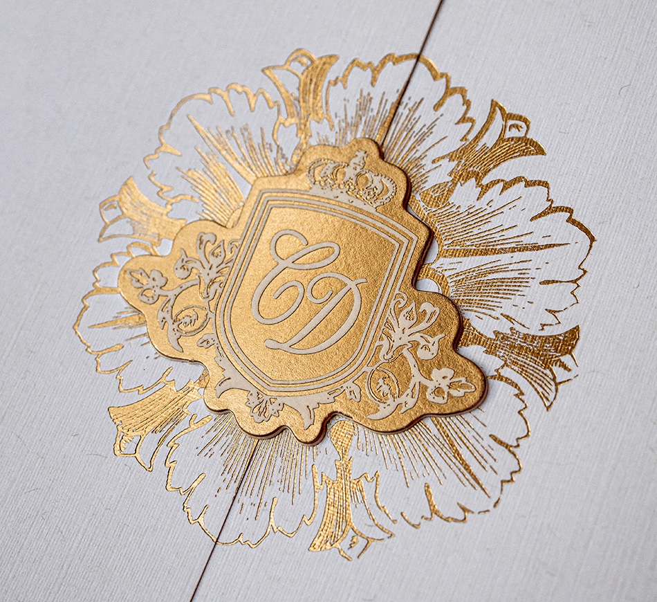 Gold foil emblem and crest